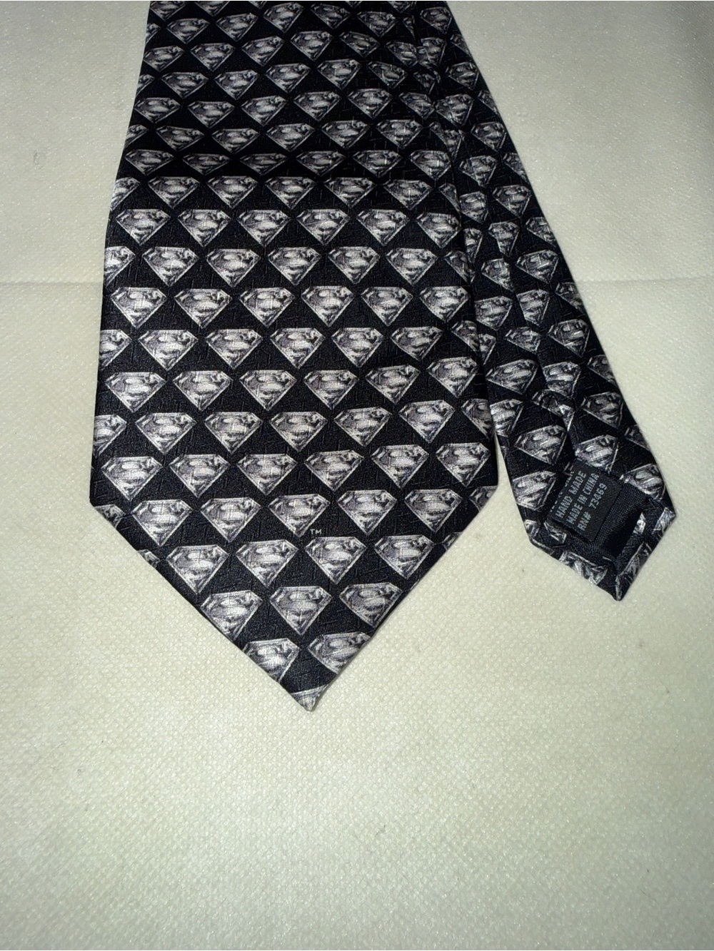 Warner Bros. Black and Silver Superman Shield Tie